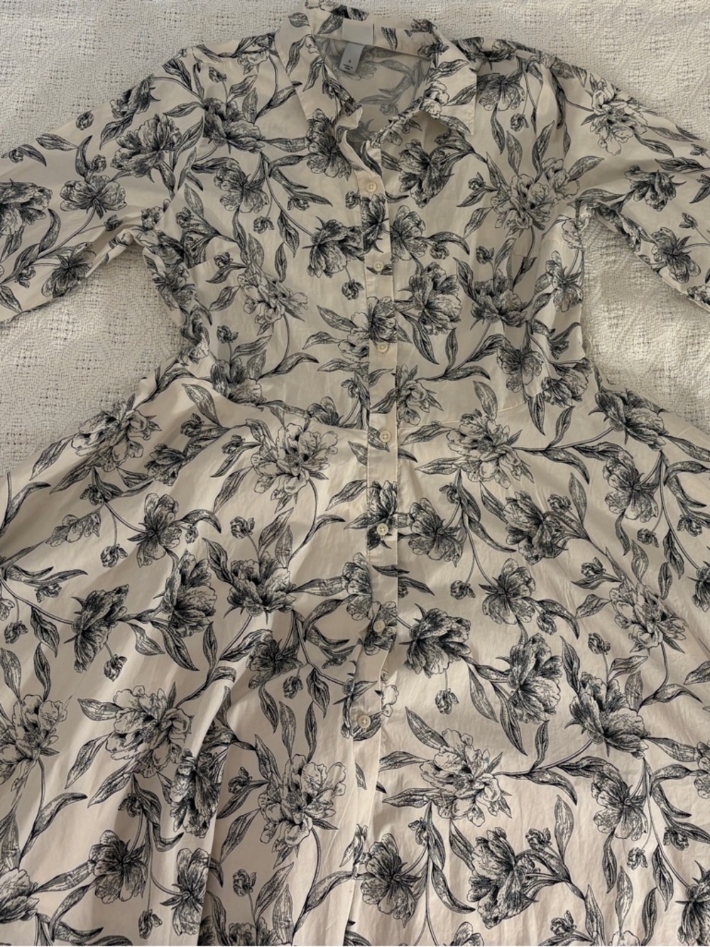 a new day Cream Dress with Black Floral Print Midi